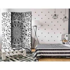 135x172 cm Paravent in Weiß & Schwarz - Wihelpa