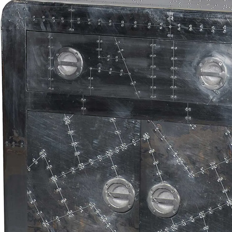 90x80 Design Kommode aus Massivholz & Alu - Pilot