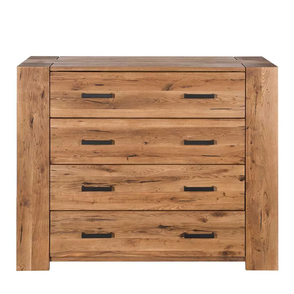 120x100 Eiche Kommode mit Metallgriffen - Latinossa