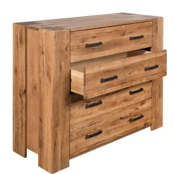 120x100 Eiche Kommode mit Metallgriffen - Latinossa