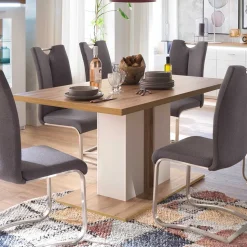 160x90 Esstisch mit Säulenfuß zweifarbig - Caldri