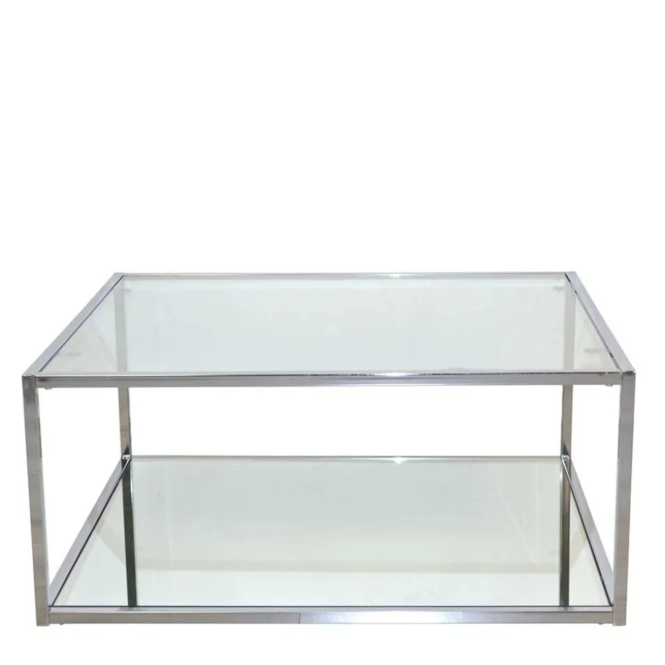 80x80 Glas Couchtisch mit Spiegelglas Boden - Cowian