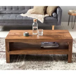 110x45 Handgearbeiteter Couchtisch mit Ablage - Hoslo