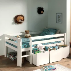 90x200 Hochbett in Weiß - 83 cm hoch - Renema