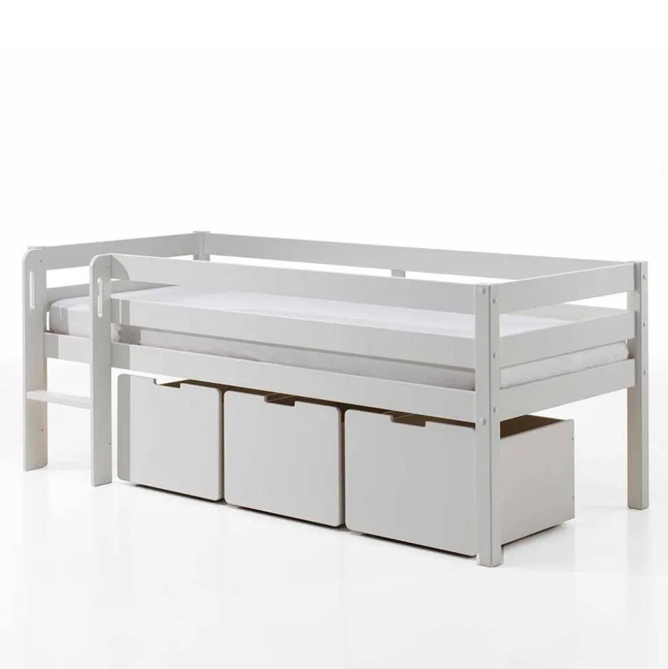 90x200 Hochbett in Weiß - 83 cm hoch - Renema