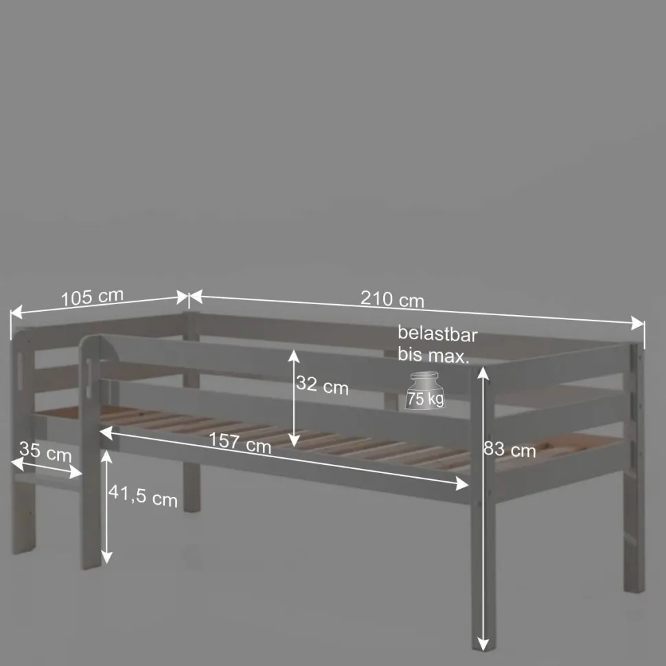 90x200 Hochbett in Weiß - 83 cm hoch - Renema