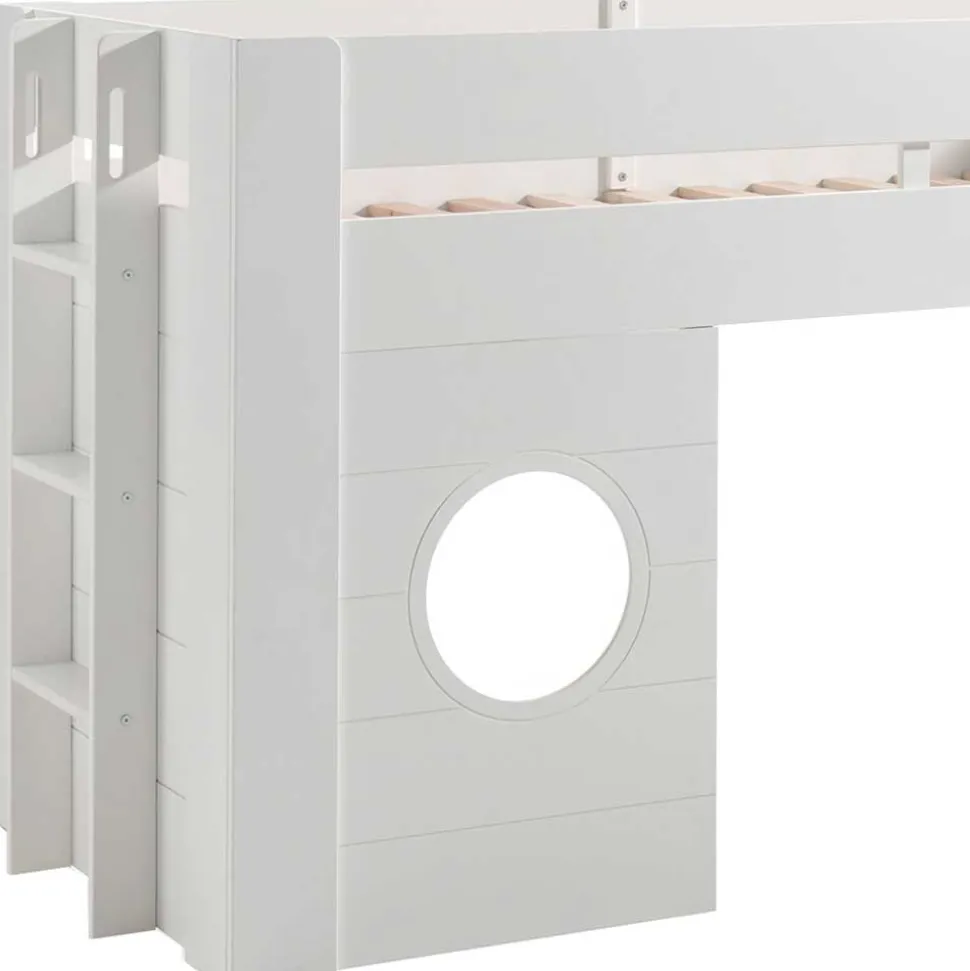 90x200 Kinder Hütten Hochbett in Weiß - Lapel