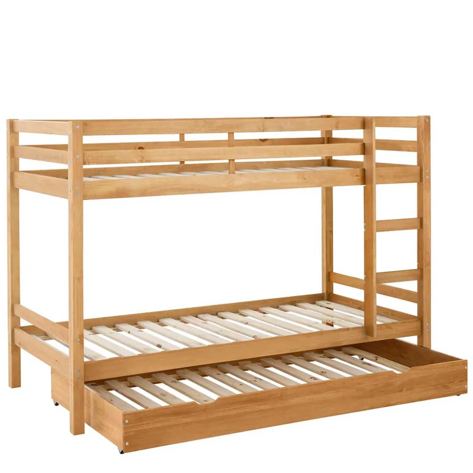 90x200 Kinder Stockbett in Kiefer Natur - Lowes