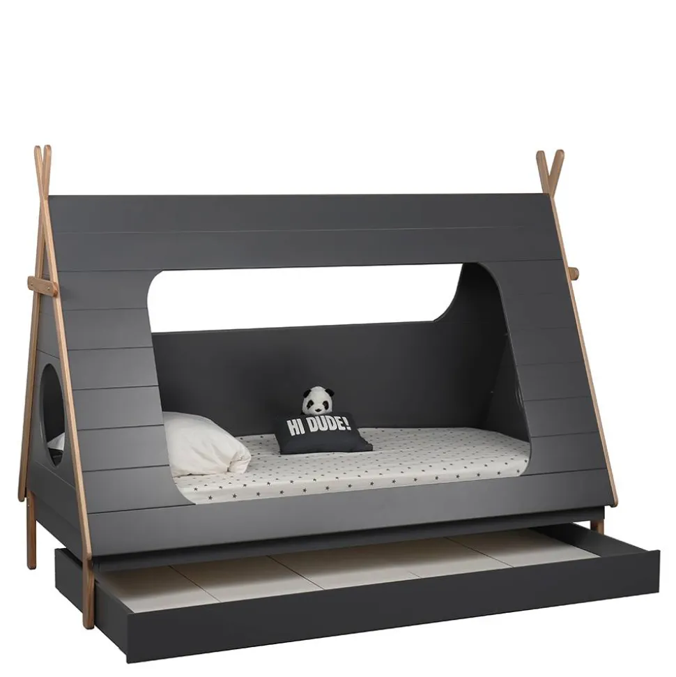 90x200 Kinder Zeltbett in Grau - Casserra