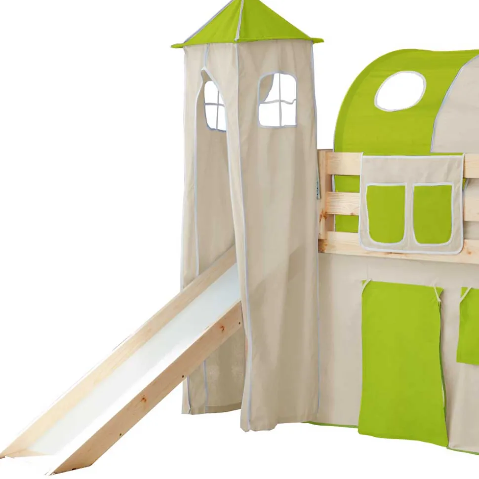 90x200 Kinderbett mit Rutsche & Turm - Jatama