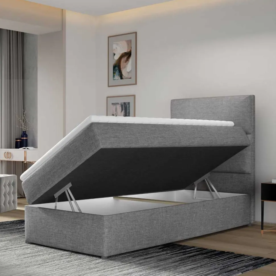 90x200 Polsterbett in Grau - Pandaua