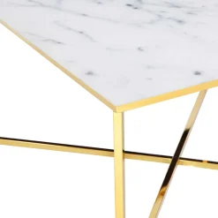 80x80 Quadrat Couchtisch in Marmor Optik & Gold - Hulmane