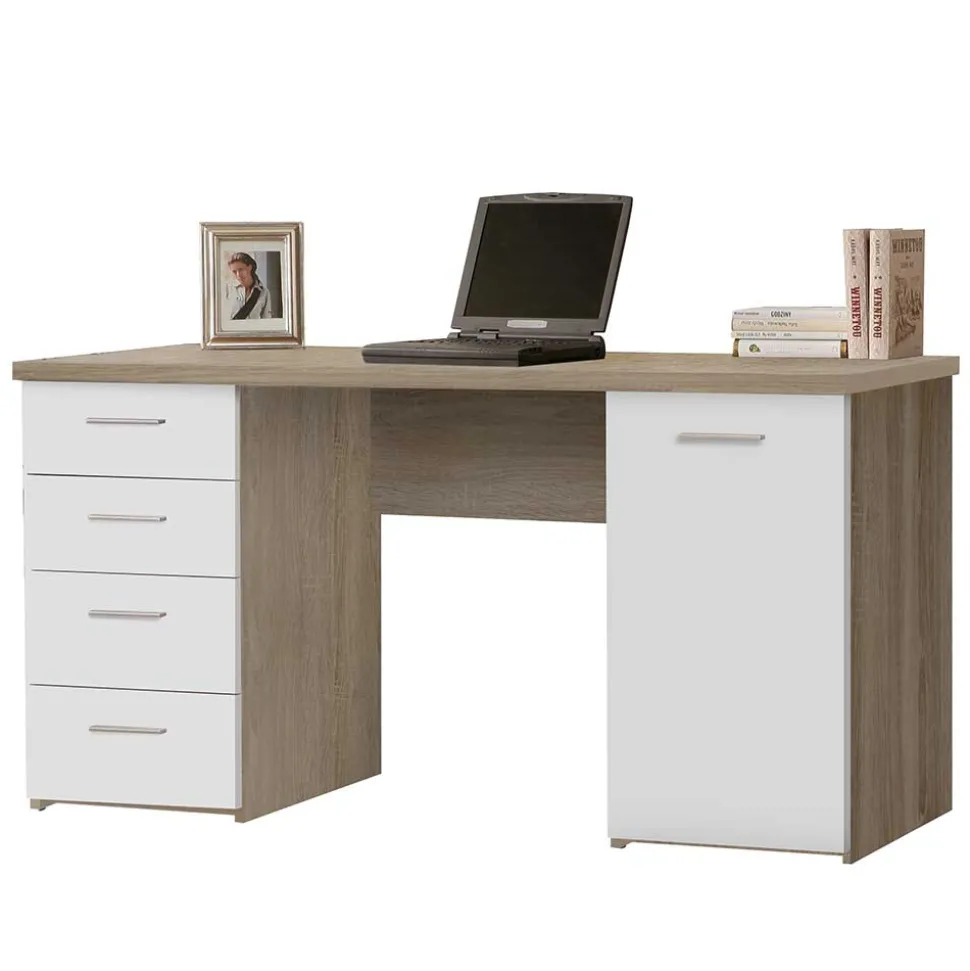 145x60 Schreibtisch in Sonoma-Eiche & Weiß - Iga