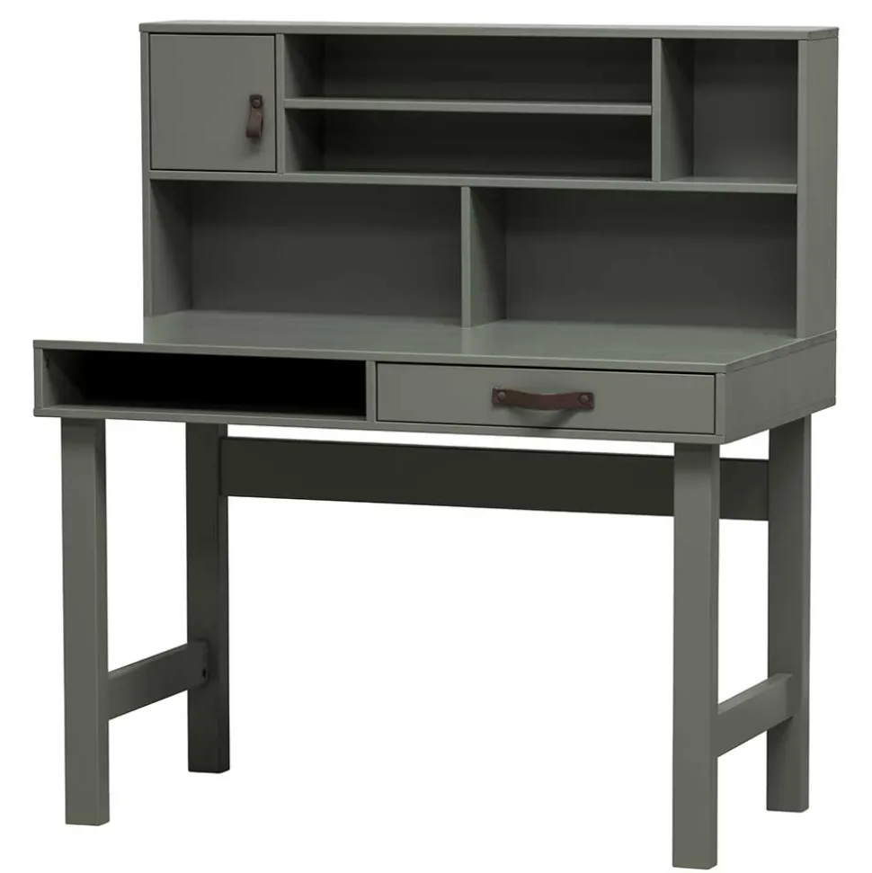 122x58 Schreibtisch mit Aufsatz in Graugrün - Daraon