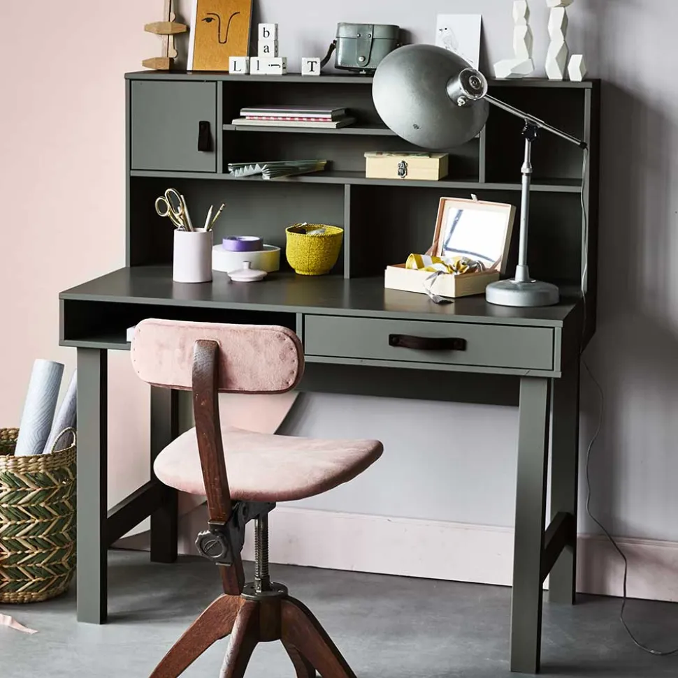 122x58 Schreibtisch mit Aufsatz in Graugrün - Daraon