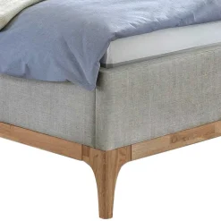 140x200 Stoffbett in Grau mit Holz - Palmiro
