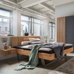 140x200 Wildeiche Bett mit Kufen - Manarola