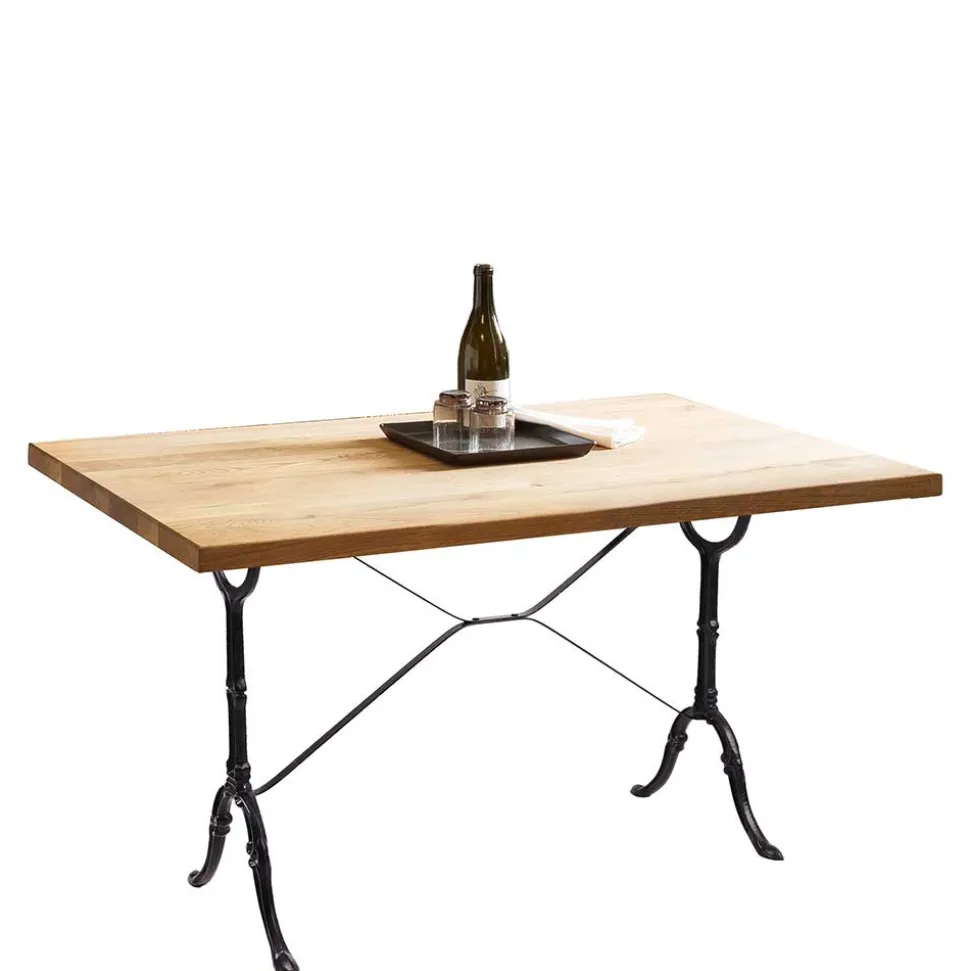 120x65 Wildeiche Tisch mit Gusseisen Gestell - Louves