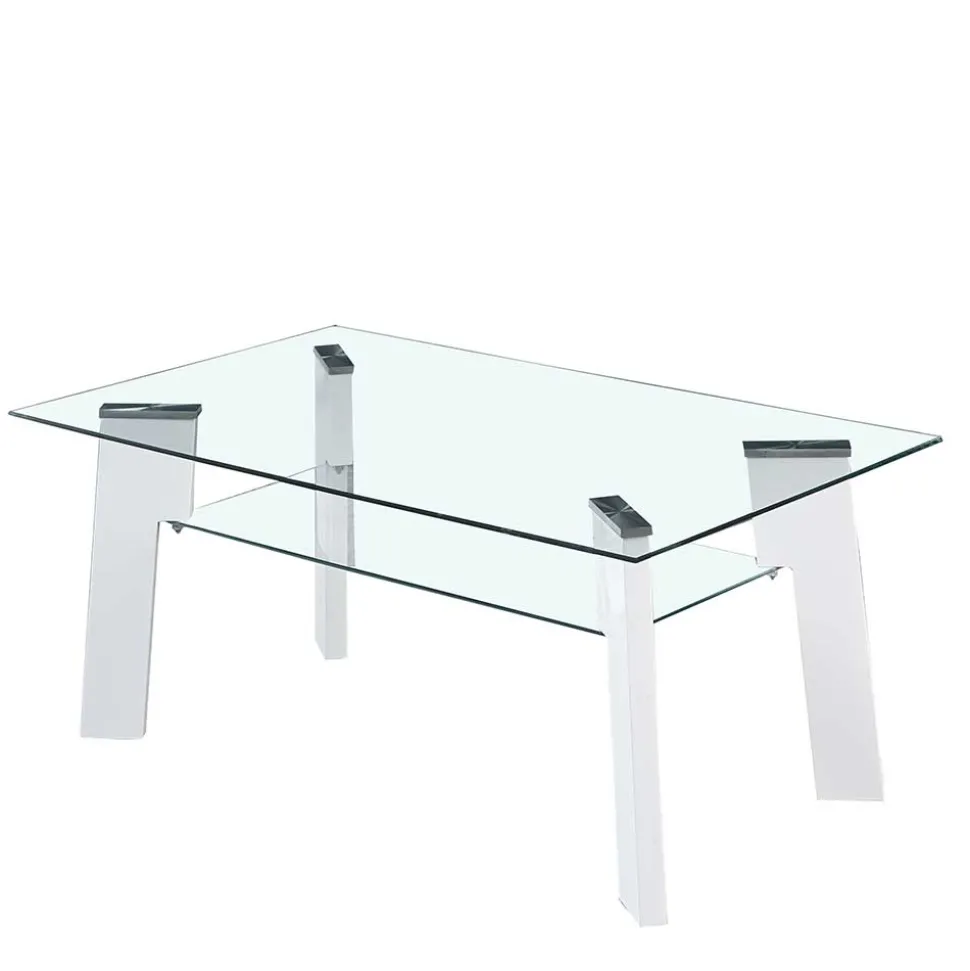 110x60 Wohnzimmer Glastisch mit Ablage - Masuca