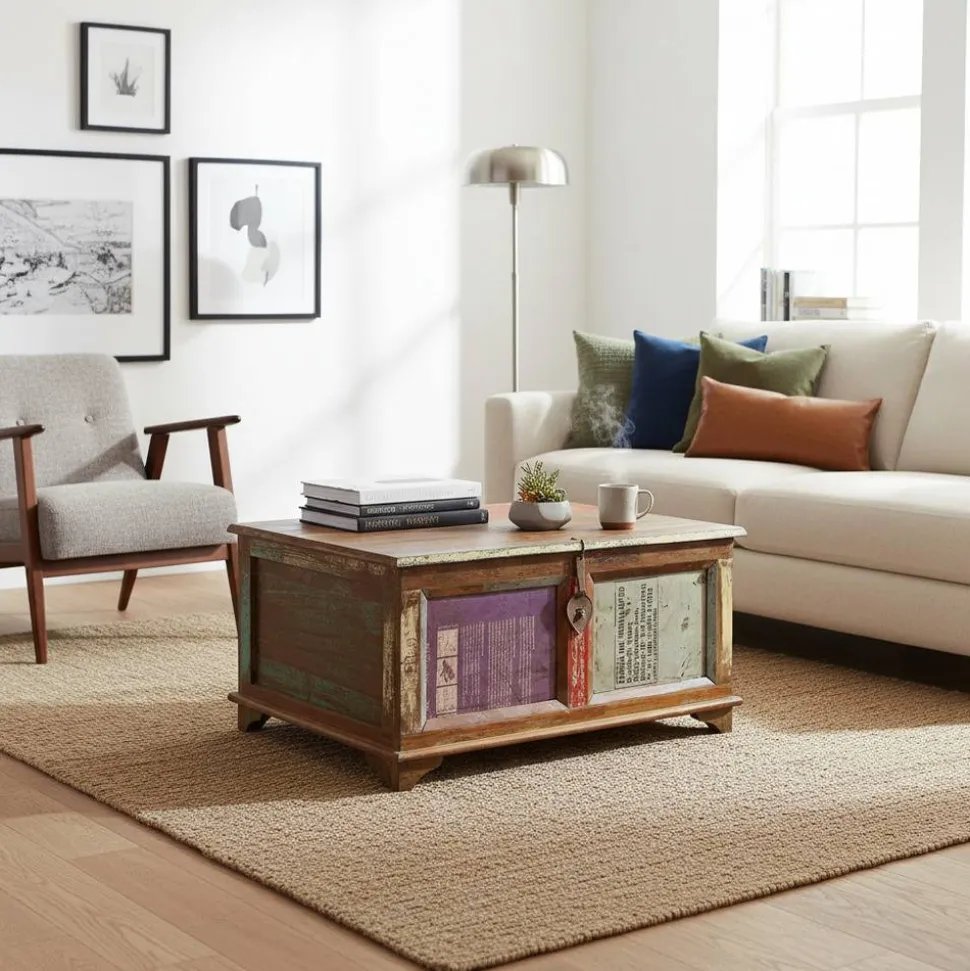 90x60 Wohnzimmer Truhentisch im Shabby Style - Slinida