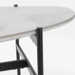 110x50 Wohnzimmertisch in Oval Marmor Optik - Inn