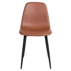 X-Fuß Esszimmertisch & Kunstlederstühle Braun - Gyrineva (fünfteilig)