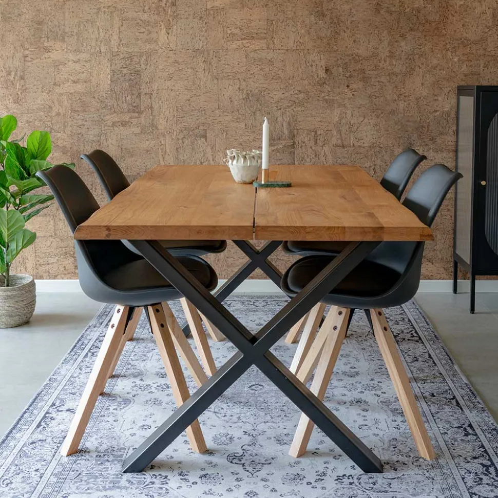 X-Fuß Esszimmertisch & Schalenstühle - Zyaman (fünfteilig)