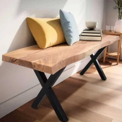 X-Fuß Garderobenbank mit Baumkante - Nariosca