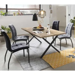 X-Fuß Tischgruppe mit Polsterstühlen - Fanita (fünfteilig)