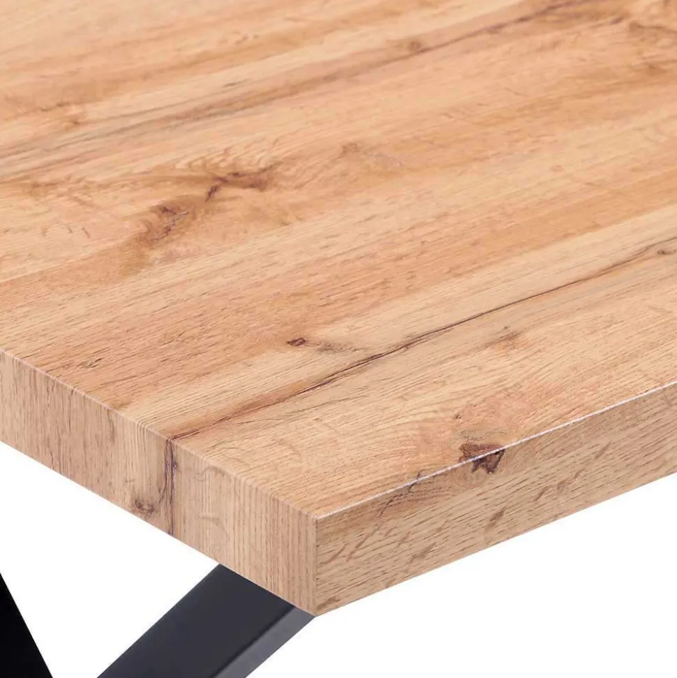 X-Fuß Tischgruppe mit Polsterstühlen - Fanita (fünfteilig)