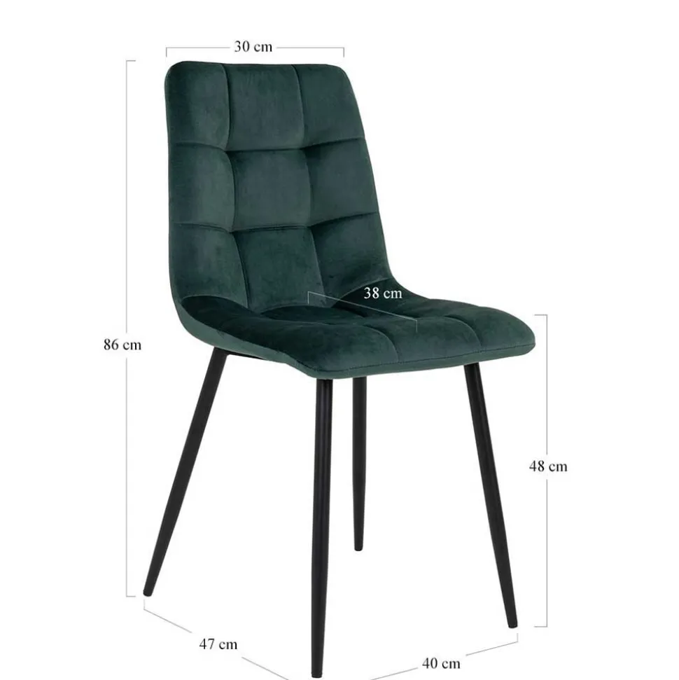 X-Fuß-Tisch & Samtstühle - Domniar (siebenteilig)