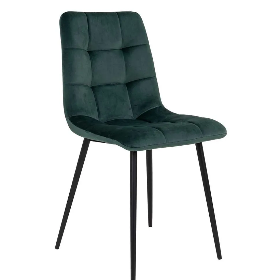 X-Fuß-Tisch & Samtstühle - Domniar (siebenteilig)