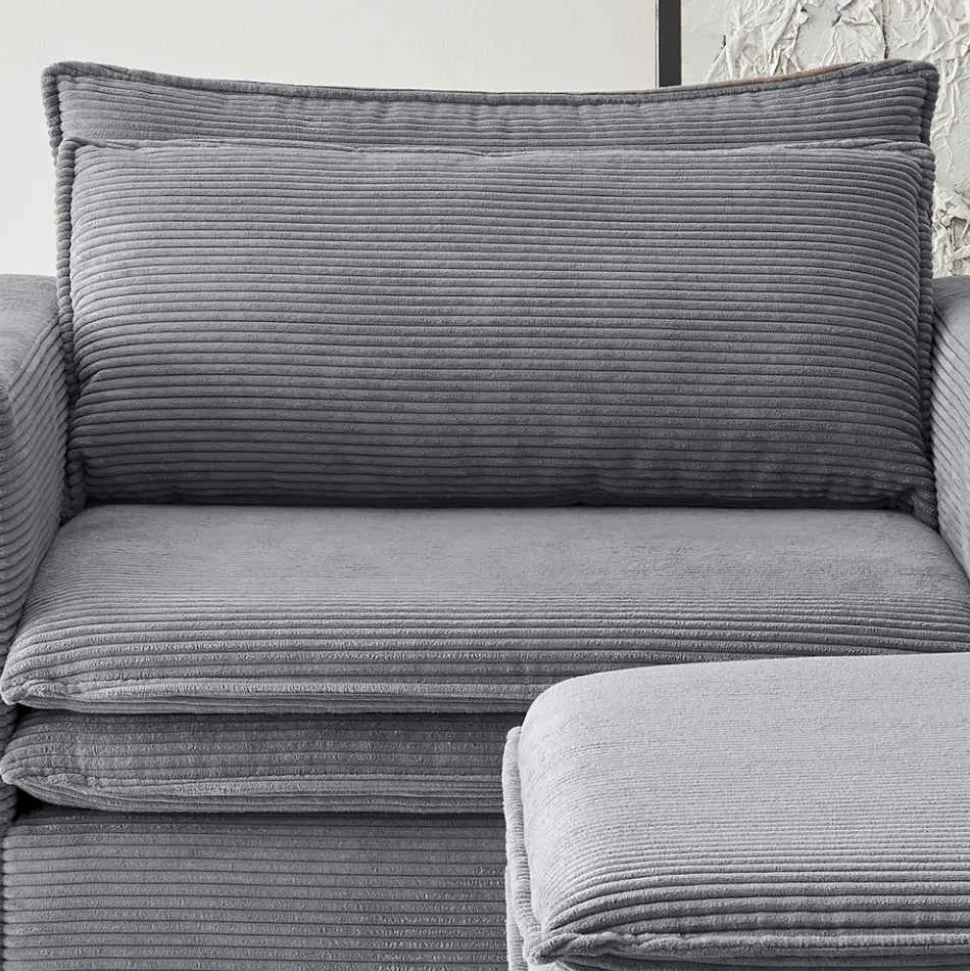 XL Sessel mit Hocker in Anthrazit - Ruffos (zweiteilig)