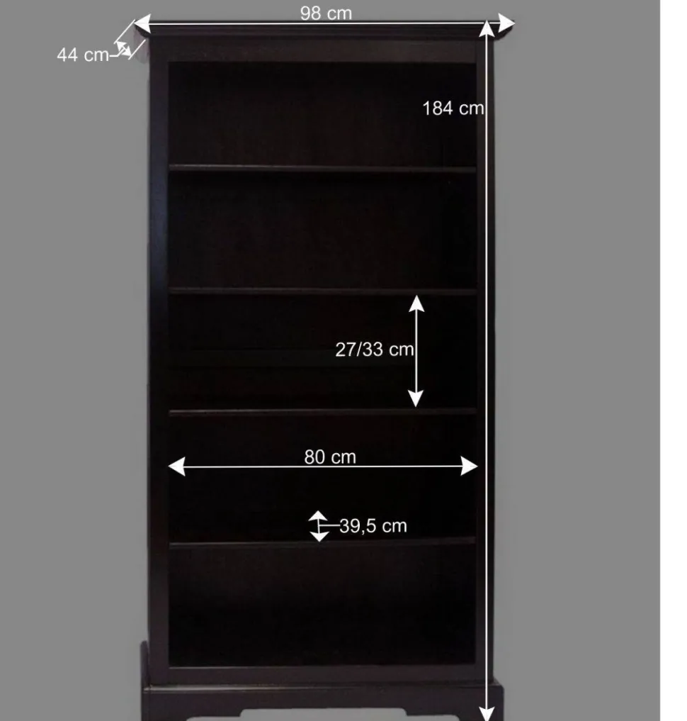 98x184x44 5 Fächer Bücherregal im Kolonialstil - Islando