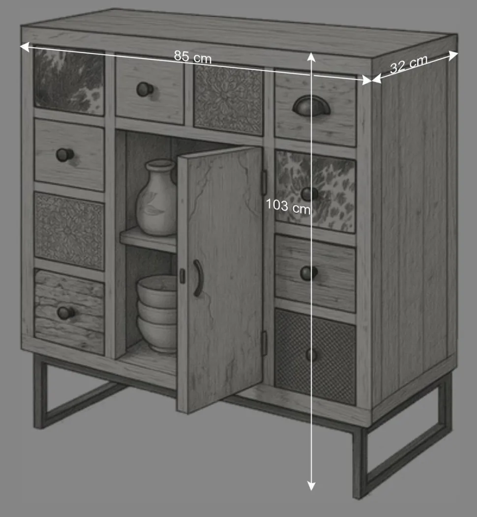 85x103x32 10 Schubladen Kommode Ethno - Antra