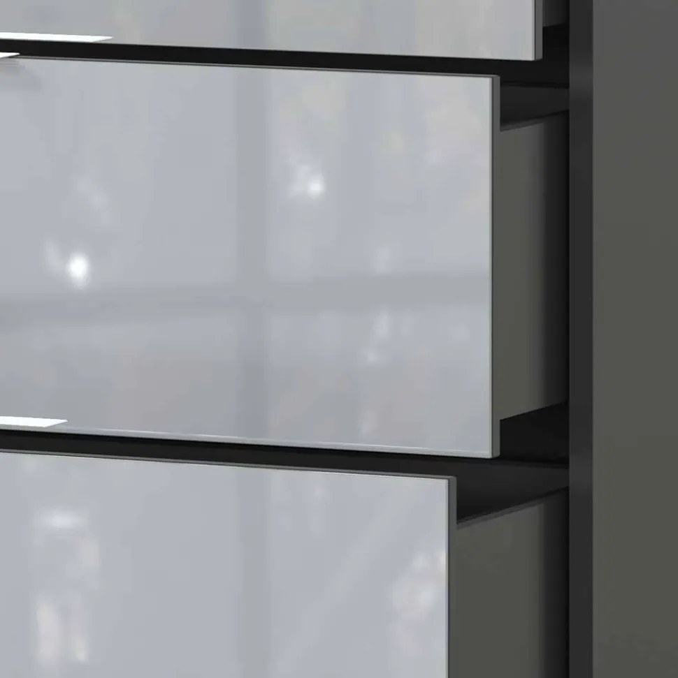 83x102x42 4 Schubladen Kommode mit Glas Front - Ruudy