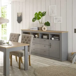 198x104x44 Anrichte in Lichtgrau & Eiche Optik - Buleta