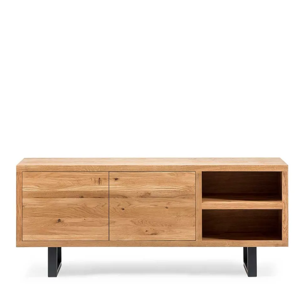 180x75x45 Asteiche Sideboard mit Metallfüßen - Ventida