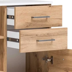 67x115x35 Bad Highboard in Eiche NB & Weiß - Voinla