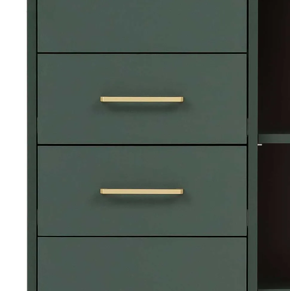 67x184x33 Bad Hochschrank in Dunkelgrün & Gold - Aqua