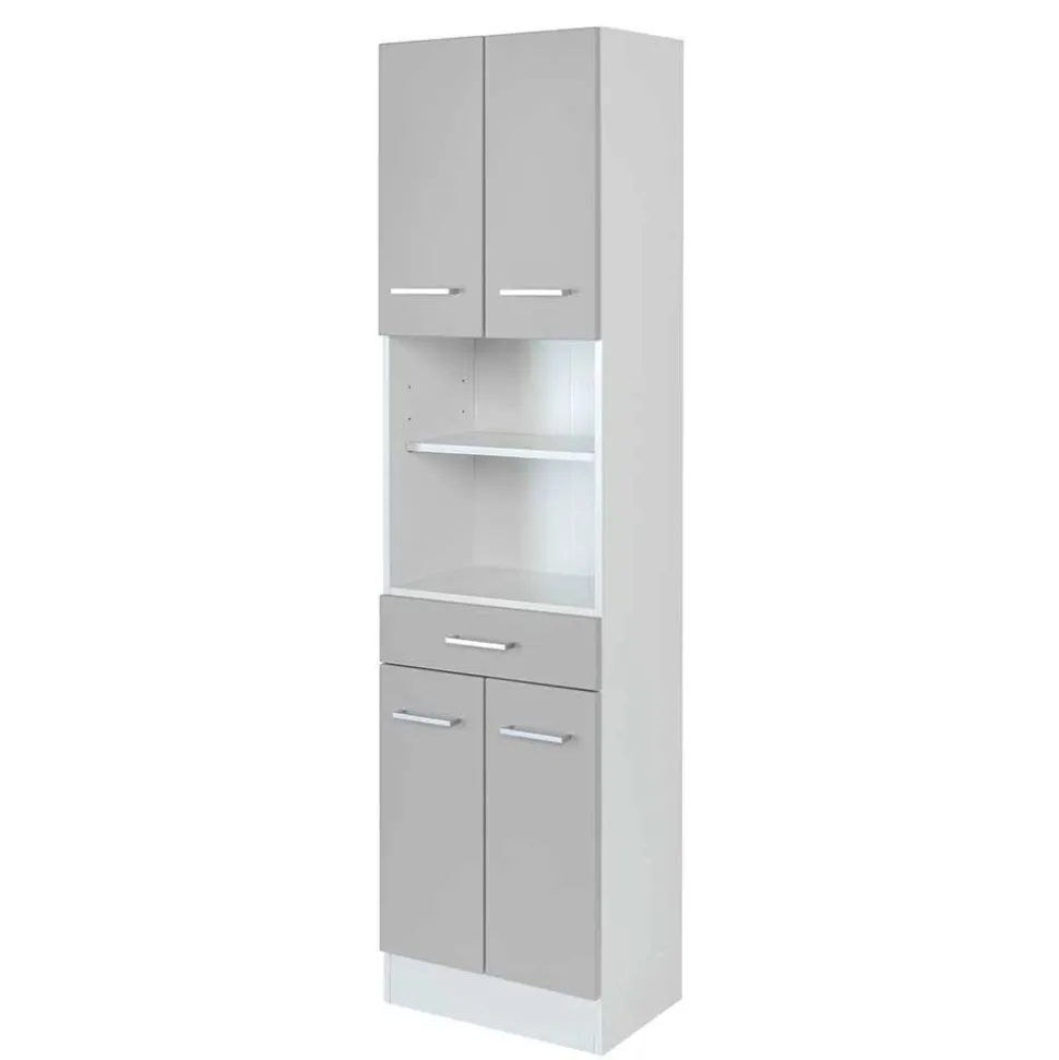 50x190x35 Bad Hochschrank in Hellgrau & Weiß - Girios