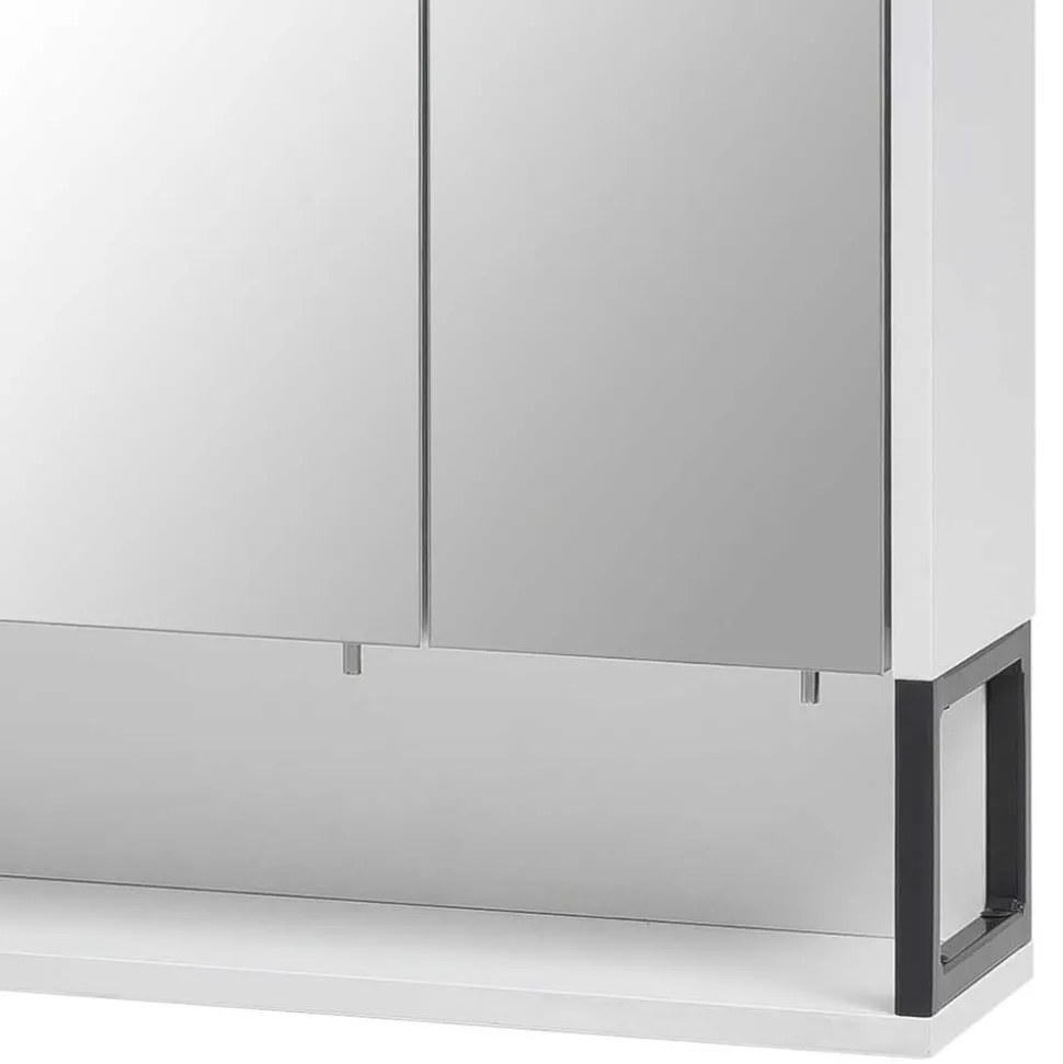 70x68x16 Bad Spiegelschrank aus Stahl in Weiß - Ismilav