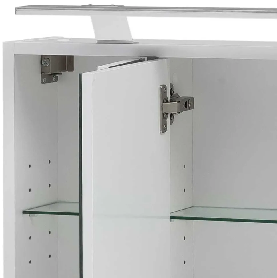 70x68x16 Bad Spiegelschrank aus Stahl in Weiß - Ismilav