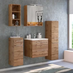 30x130x35 Badezimmer Midischrank stehend oder hängend - Lemnas