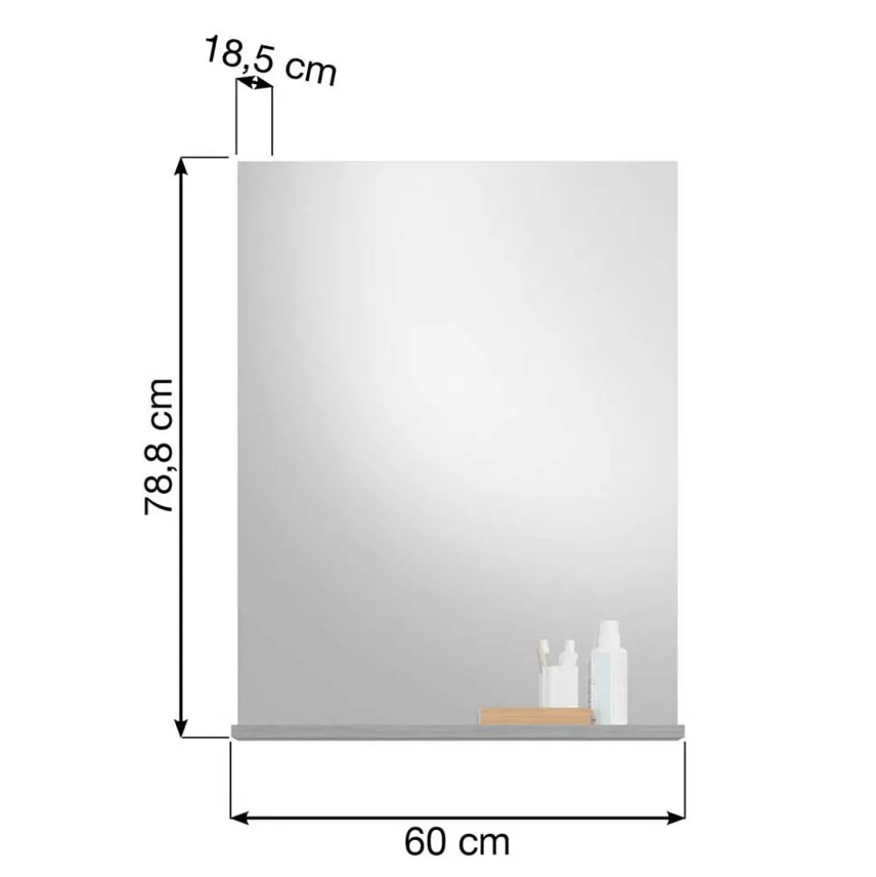 60x79x19 Badspiegel mit Ablage in Grau - Nancys