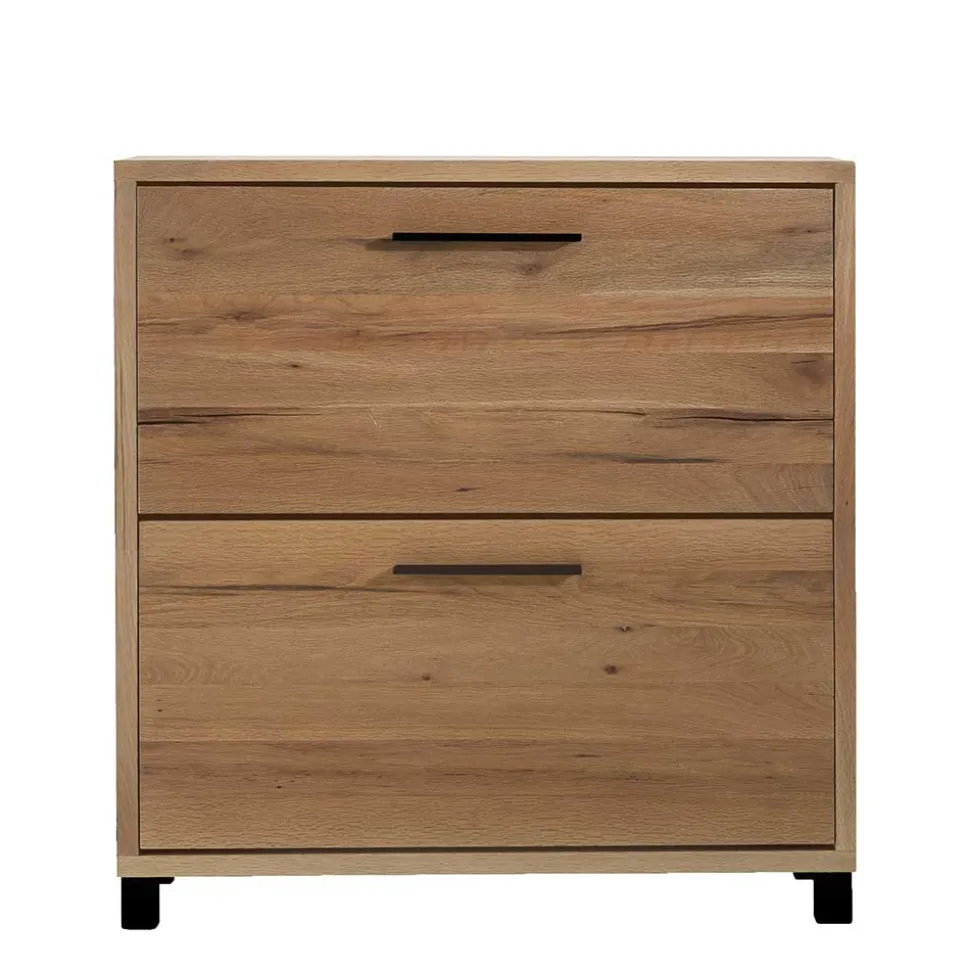 83x87x28 Balkeneiche Schuhkommode mit zwei Klappen - Alsbetas