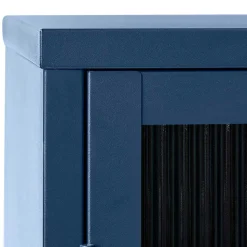 110x140x40 Blaues Stahl Highboard mit Glastüren - Atos