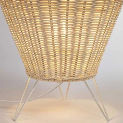 30x70x30 Bodenleuchte aus Rattan Geflecht in Beige - Jannios