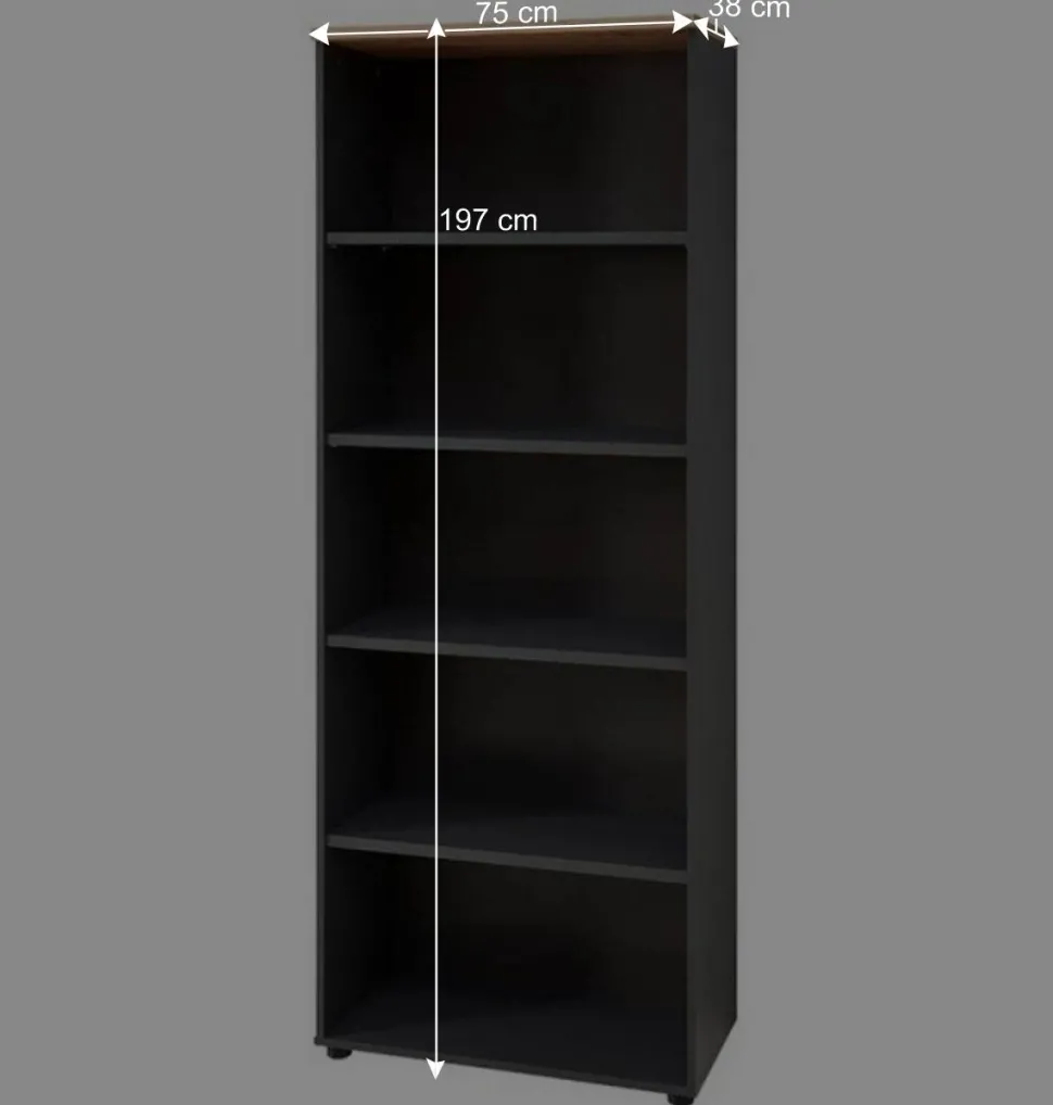 75x197x38 Büro Ordnerregal mit fünf Fächern - Kuetra