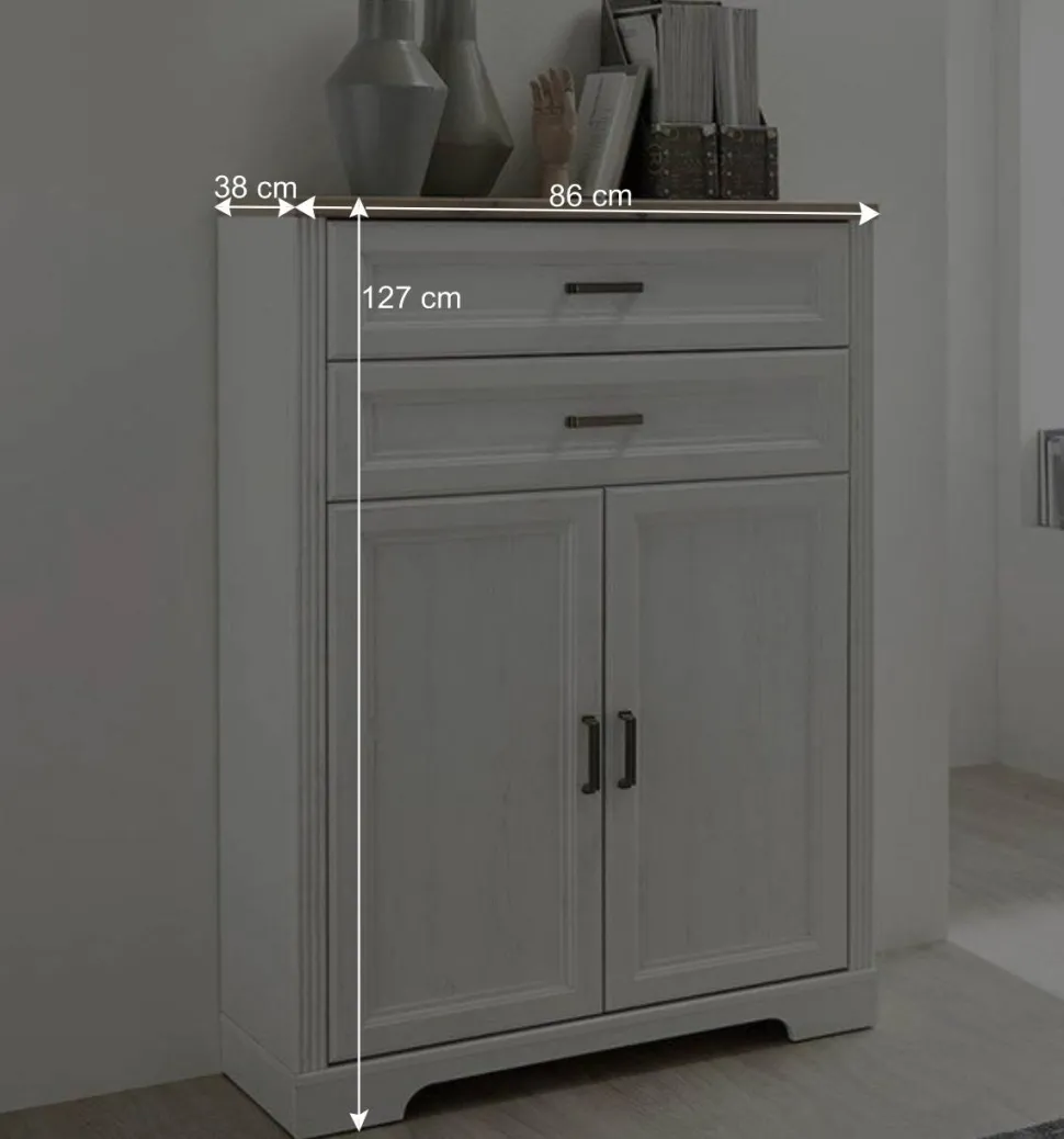 86x127x38 Büro Ordnerschrank 2-türig & 2 Schubladen - Mehady